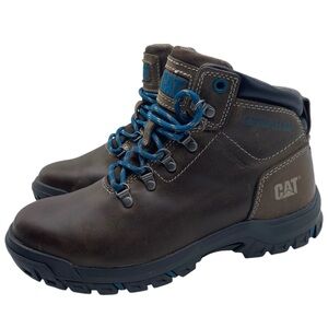 Caterpillar Mae Steel Toe Work Boots Womens 6.5 Brown Leather Waterproof Lace Up